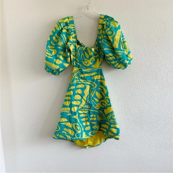 Alexis Bodhi Puff Sleeve Mini Dress Blue Yellow - Picture 4 of 10